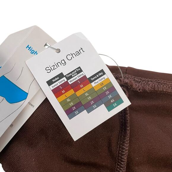 Time and Tru Plus Size 2X (20W-22W) Brown Solid High Waist Foldover Swim Bottoms - Picture 7 of 10